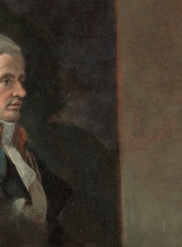 His profile view and attire suggest a formal portrait, likely of her husband.