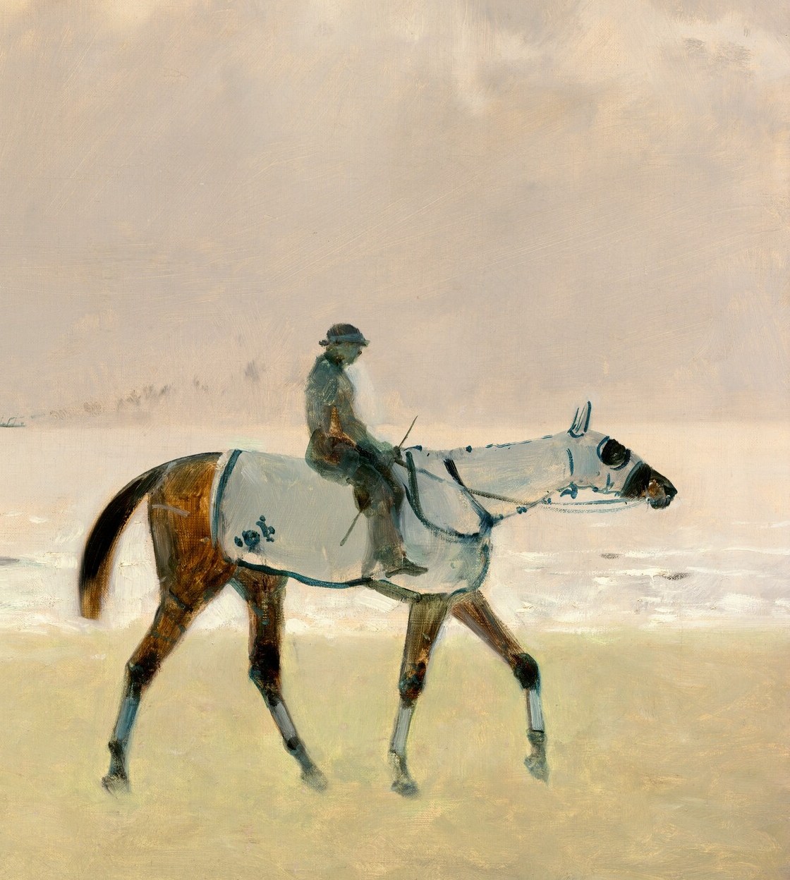 Riders lean into a coastal wind.