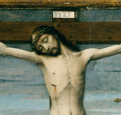 The serene, downward-tilted expression against the thorned crown is David's central devotional argument , calm transcendence rather than agony, inviting extended contemplation.