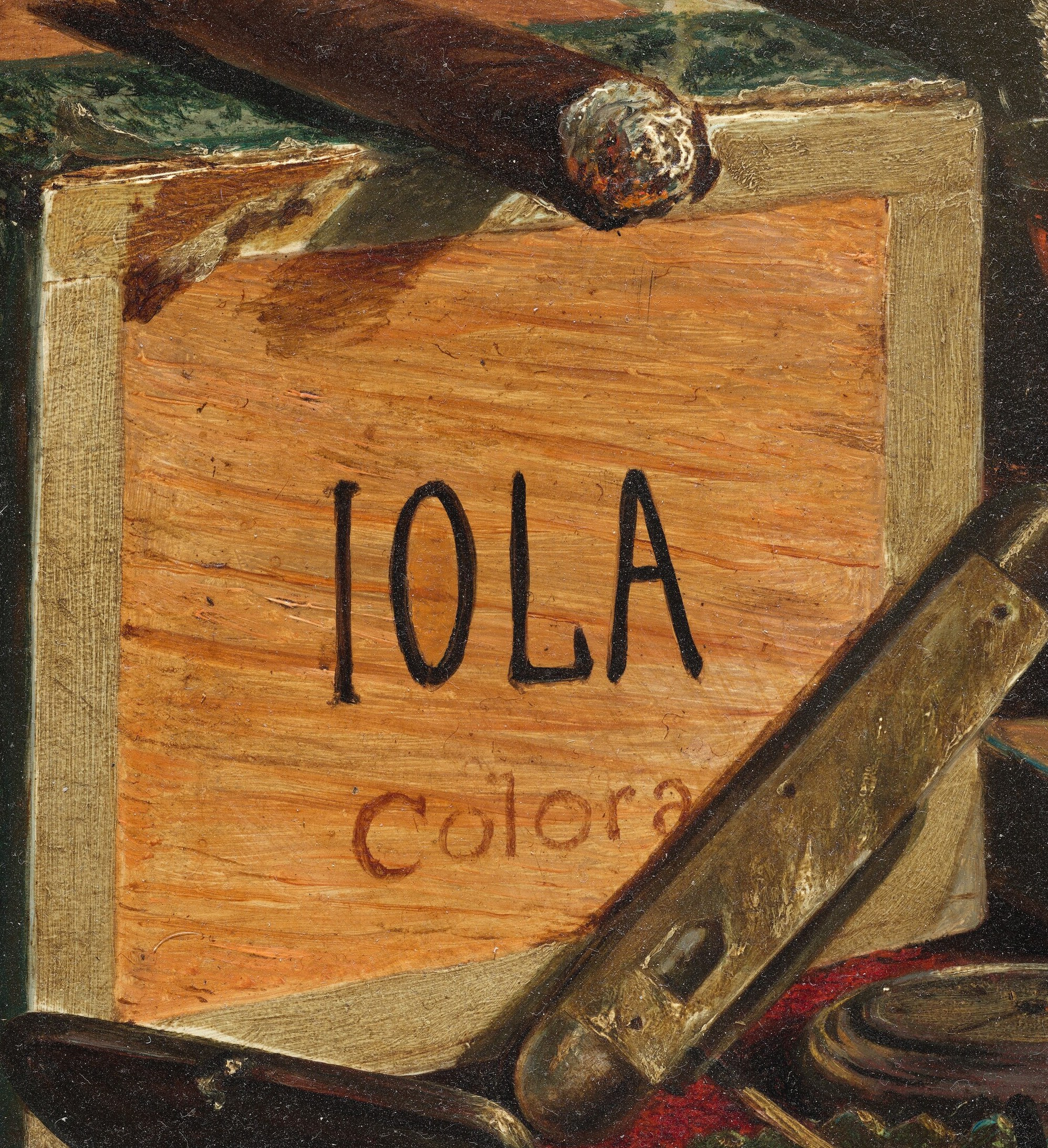 Next, the smooth grain of the wooden box, painted in contrast.