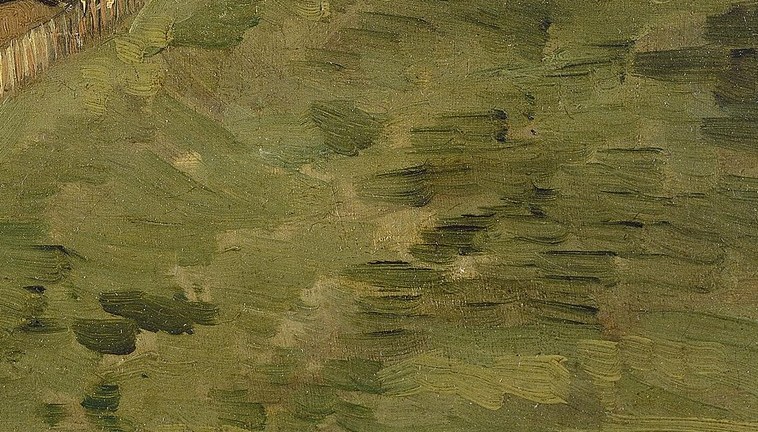 Look at the thick paint on the grass.
