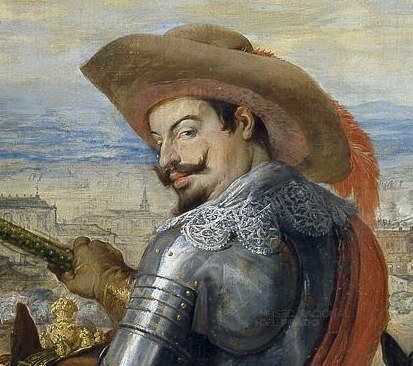 It shows the Duke of Feria, a Spanish commander.