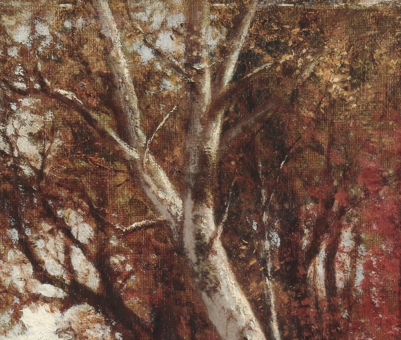 Notice the thick paint, or impasto, on the trees and sky.