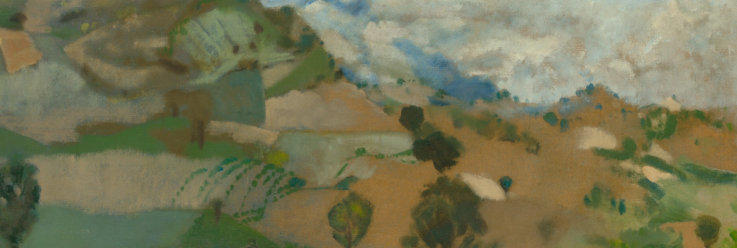 Its rolling hills are bathed in the soft light of morning.