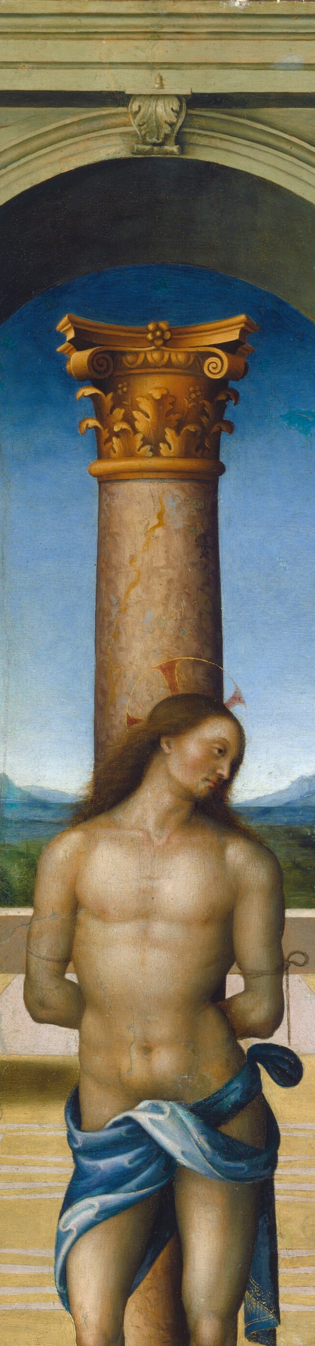 The painter built a classical loggia for a Roman execution.