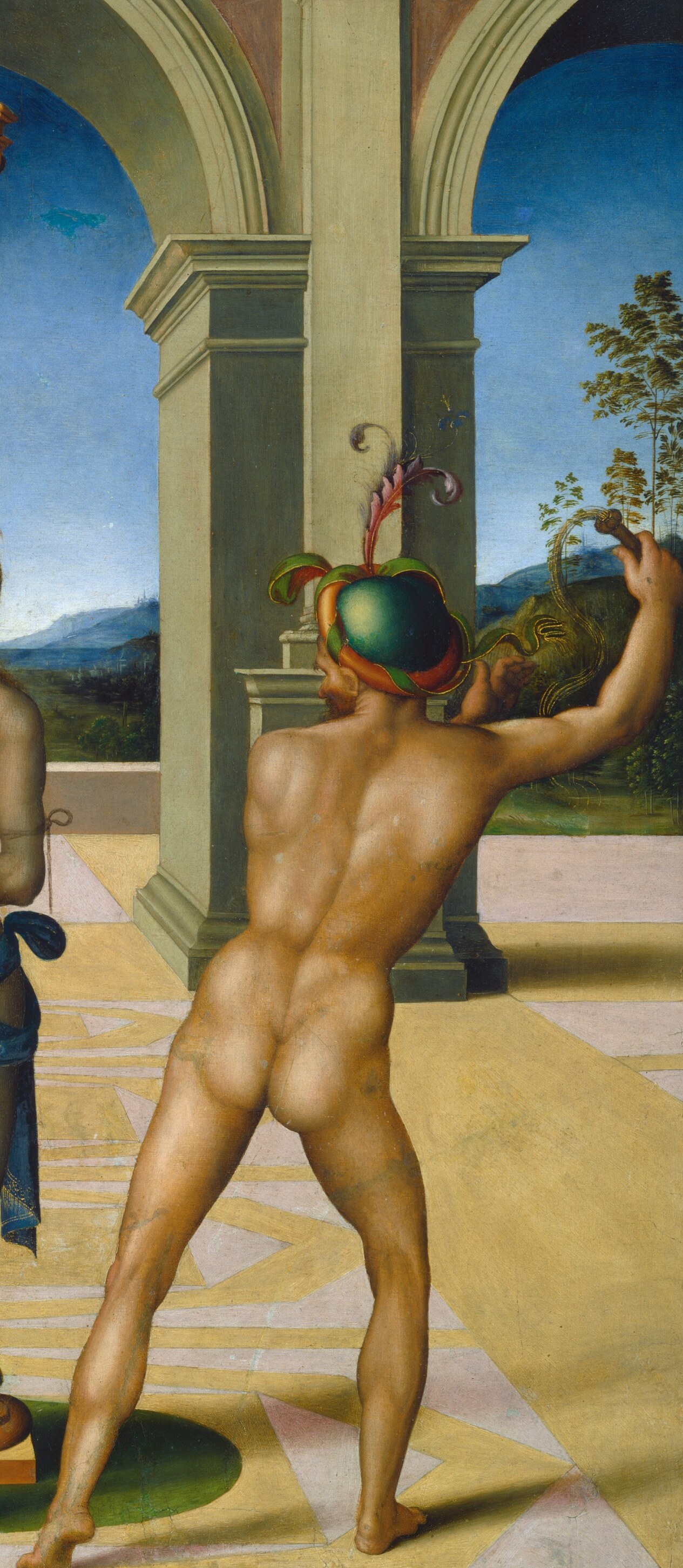 The right tormentor twists like a Hellenistic athlete.