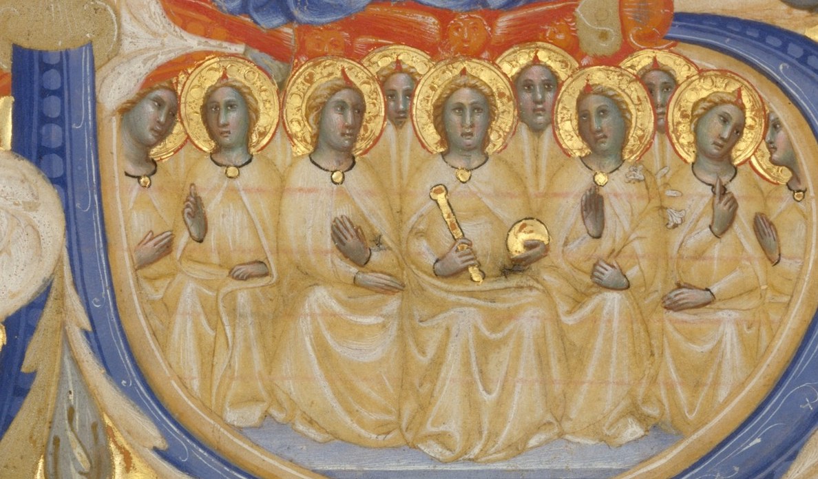 Seven figures below are a congregation.