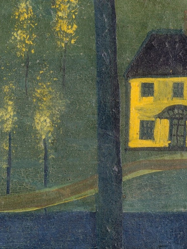 The only sign of permanent human habitation , its warm glow suggests a domestic life watching the comings and goings of maritime trade; tells a story of shore versus sea
