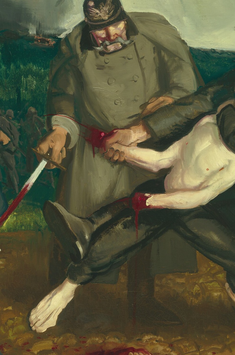 The artist used vigorous brushstrokes to convey motion and chaos.