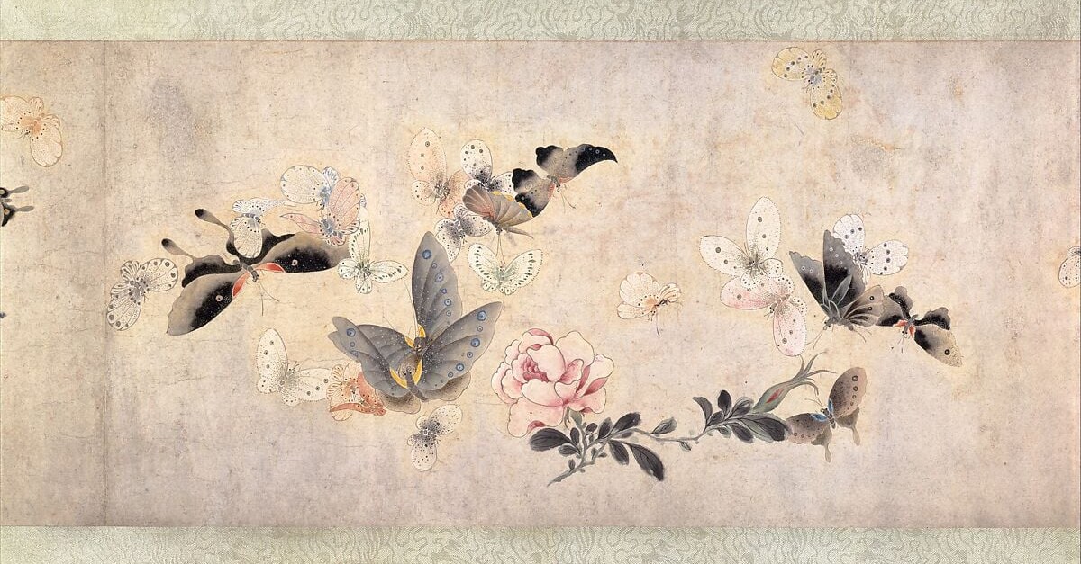 This handscroll was made in 1724, in ink and color on paper.
