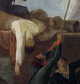 A sailor falls, embodying the ultimate cost of battle.