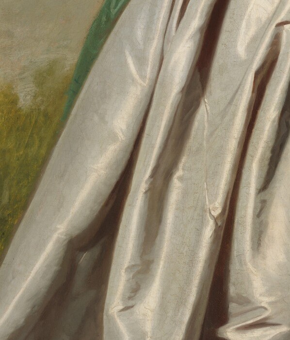 Her left hand rests with a softness that was a George Romney signature.