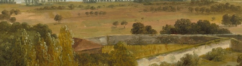 A single farmhouse stands in the middle distance.