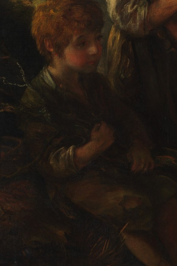 Look closely at the boy's face and the wood he carries.
