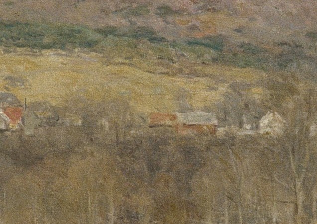 There. Nestled against the hill. A village you can barely see.