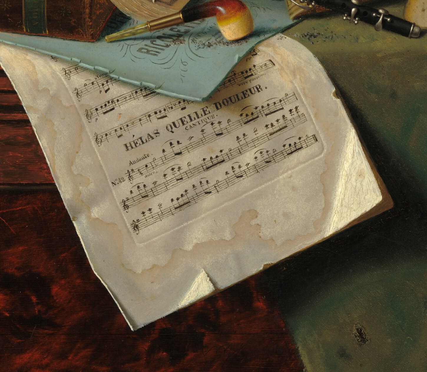 Look closely at the sheet music. It is perfectly legible.