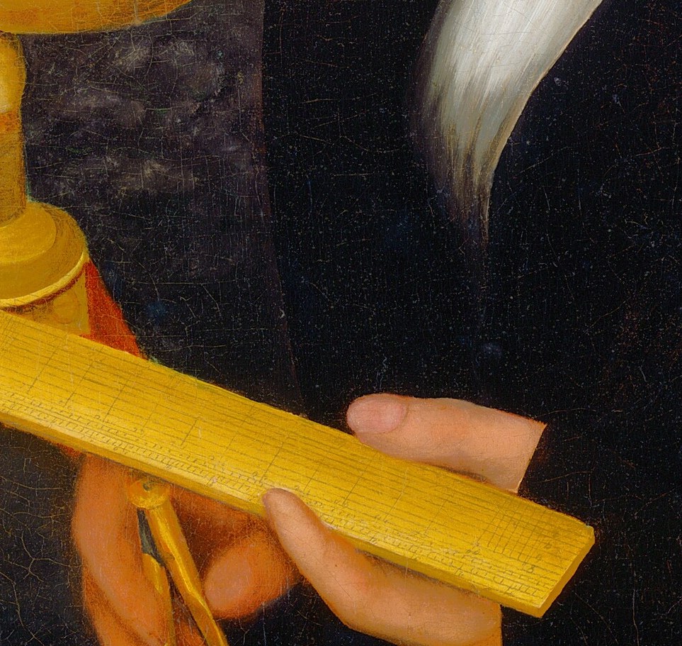 His left hand rests easy. The work is dignified, not desperate.