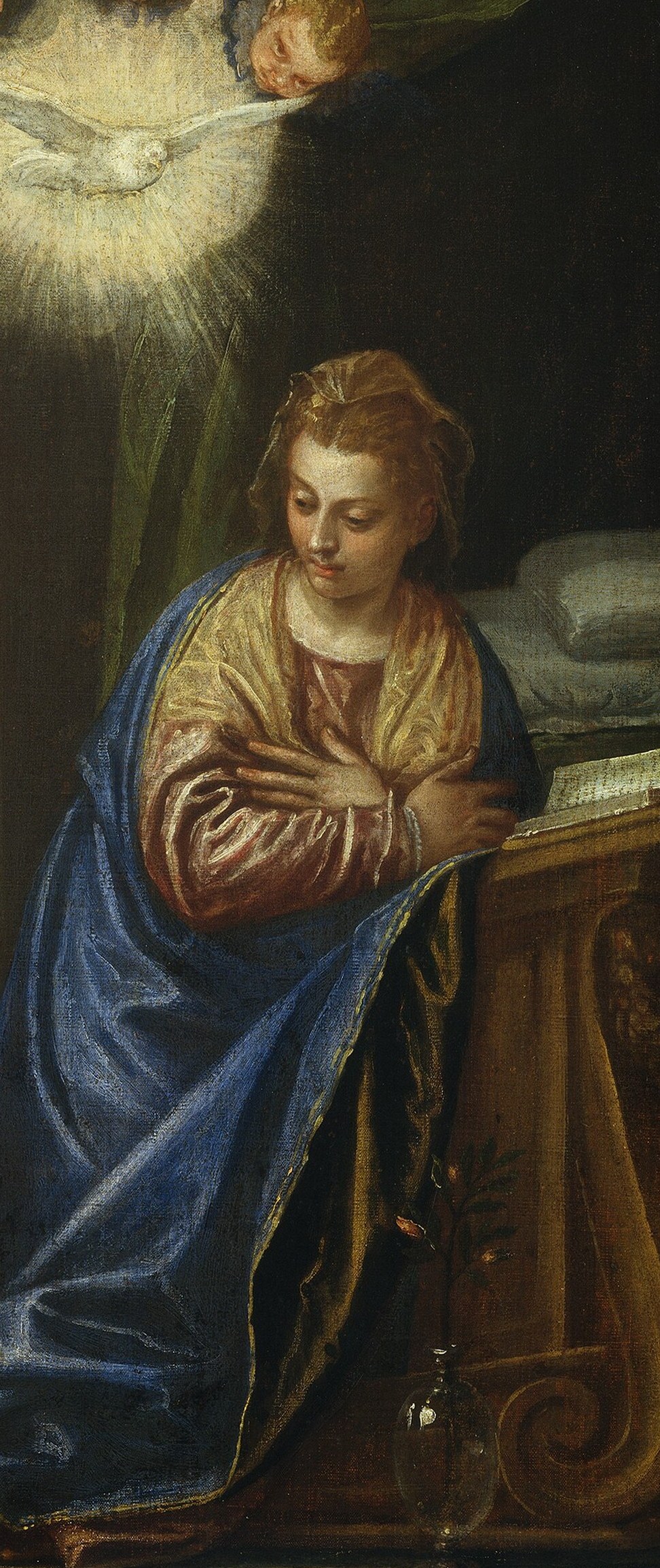 His use of costly ultramarine blue shows the patron's investment.