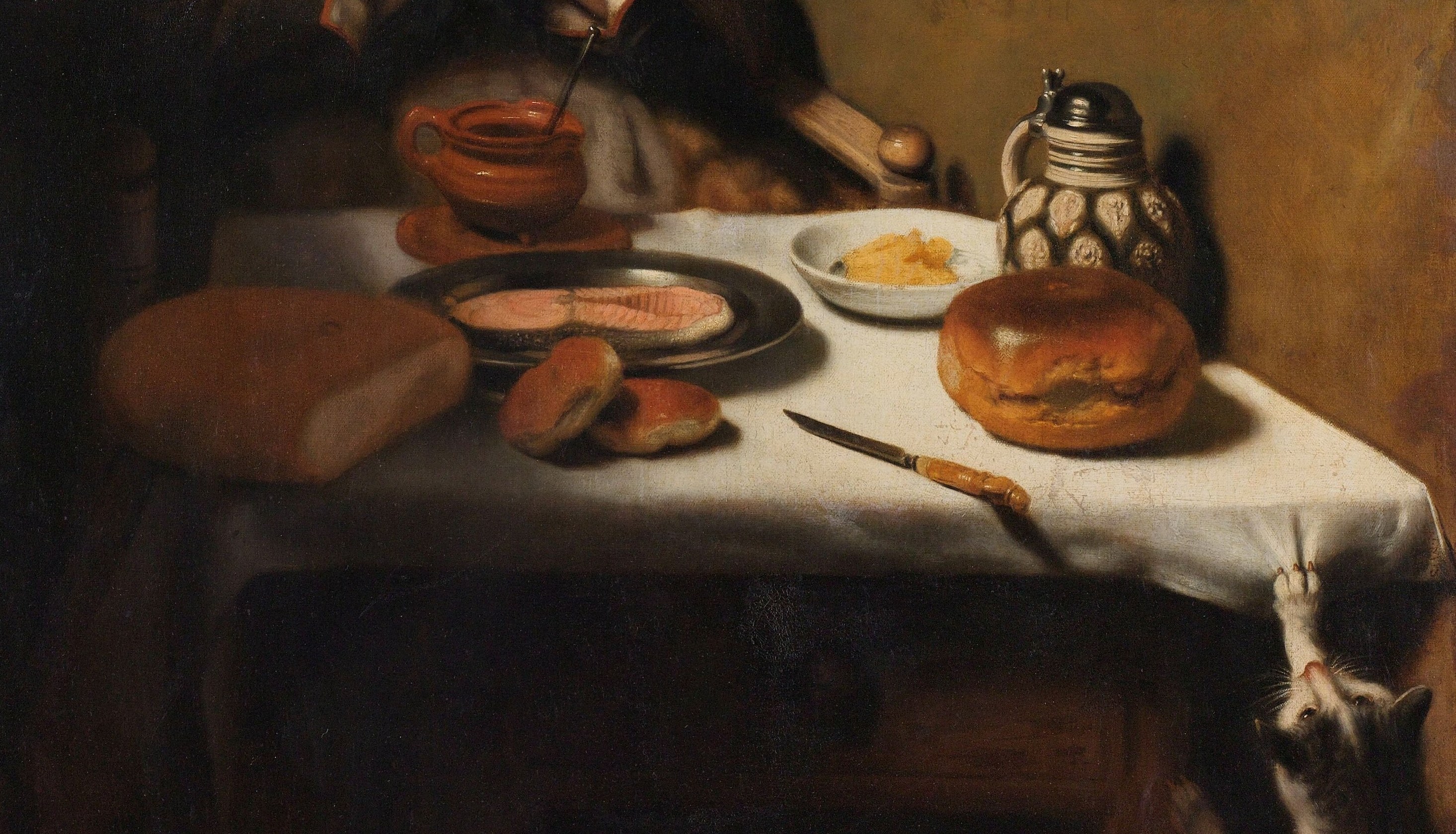 She offers grace before a simple, everyday meal.