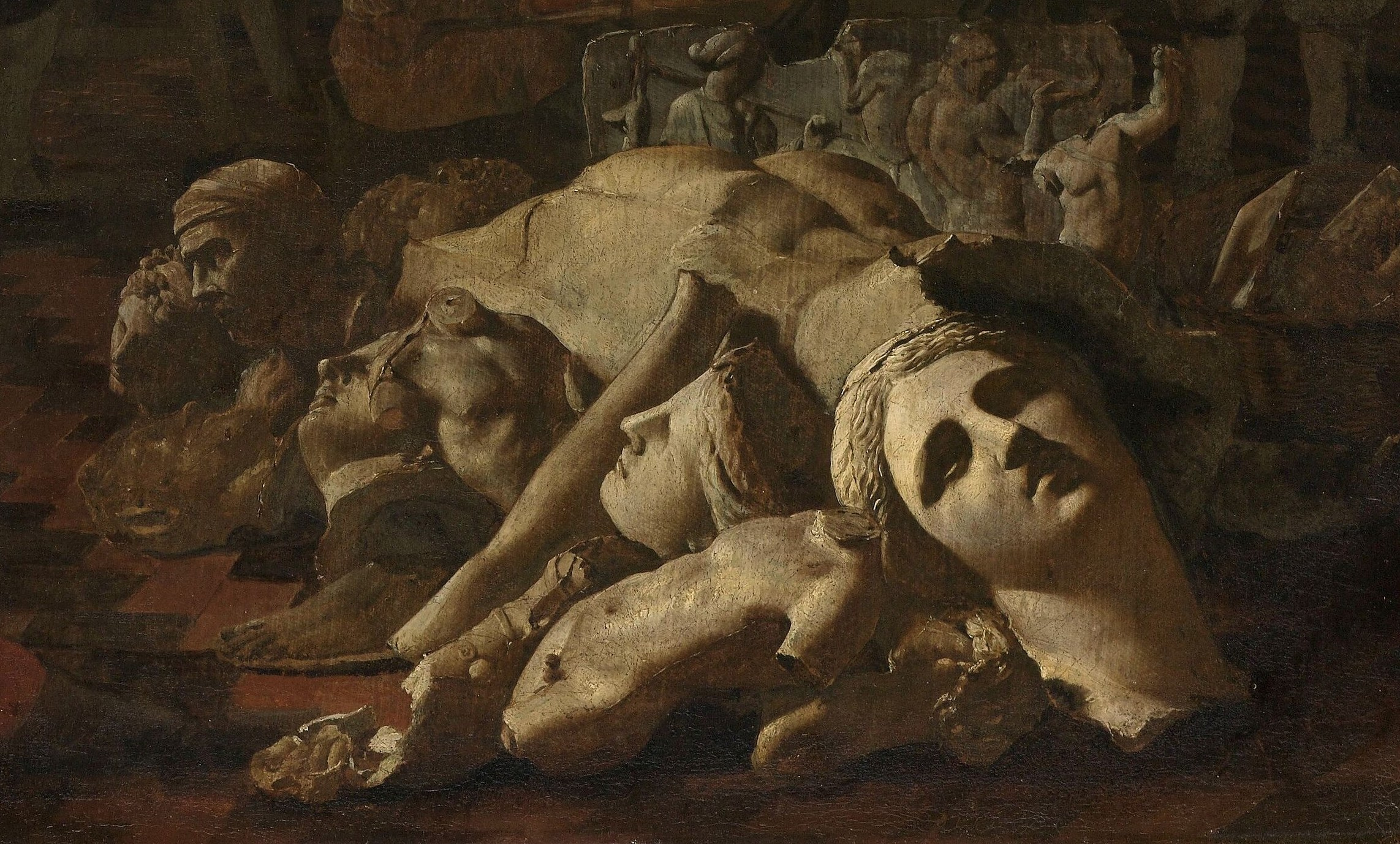 The piled heads suggest endless attempts, the artist's struggle.