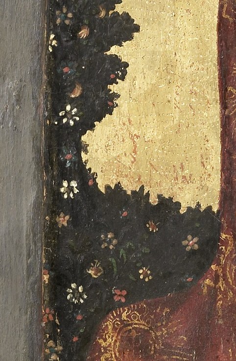 Even the delicate floral borders add depth to this divine scene.
