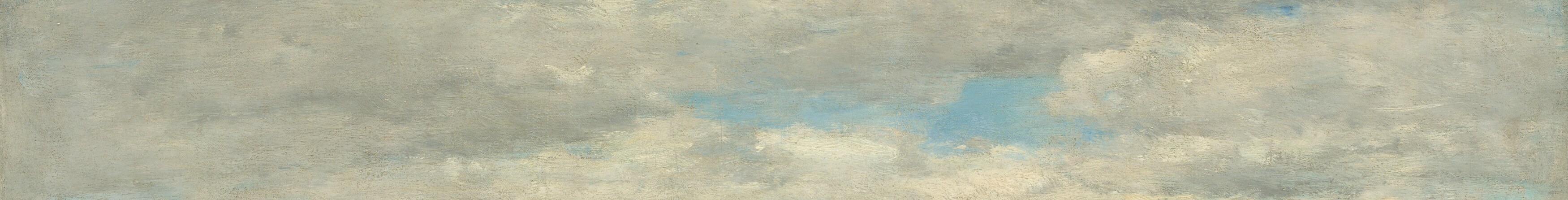 His precise horizon line makes the sky dominant.