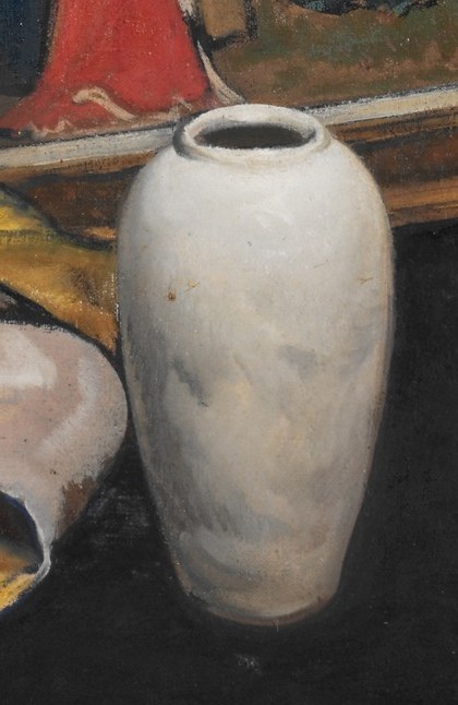 Its simple, elegant form and smooth texture provide a visual counterpoint to the more complex elements around it.
