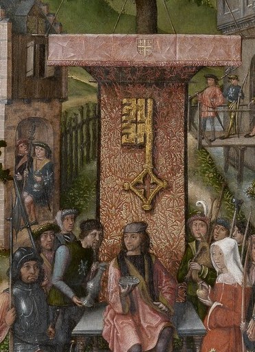 This structure appears to be a focal point, possibly a stage or altar for the festival, adorned with rich detail.