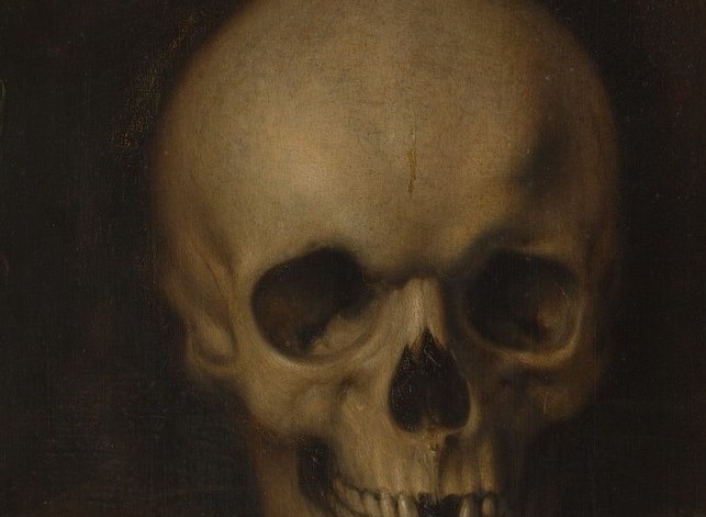 The deepest shadow in the painting; a slow camera push into these voids turns the skull from object into portal , the gaze that stares back from nothing.