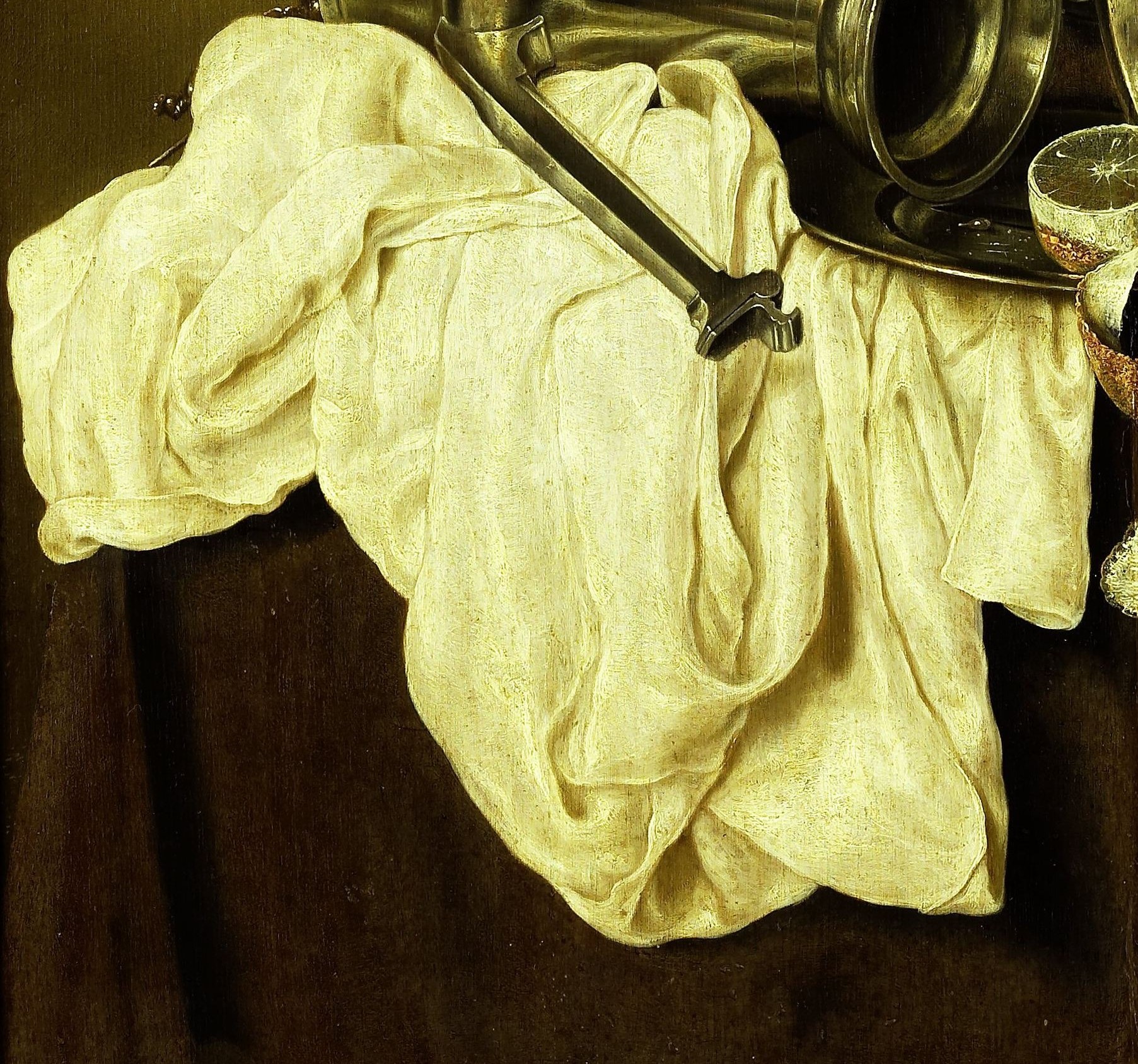 Every texture, from metal to cloth, captured in oil paint.