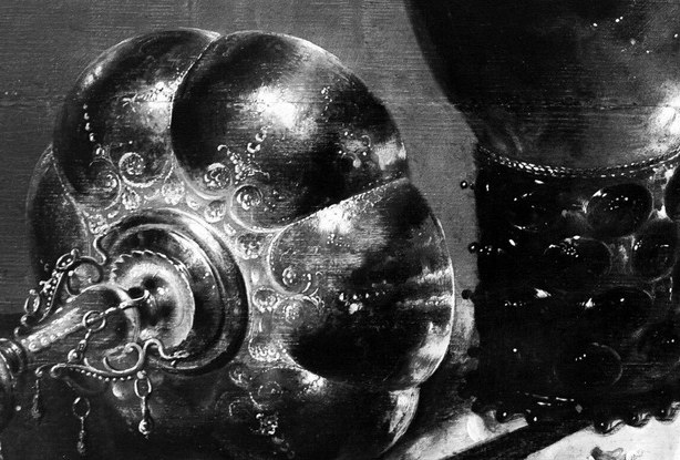 Then see the shine on the ornate silver rummer.