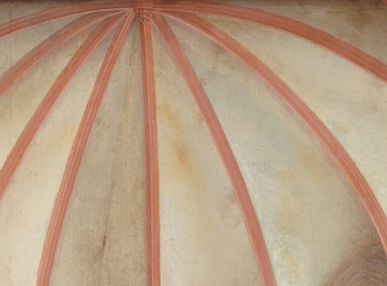 Even the tiny ceiling boss above the altar tells a story.