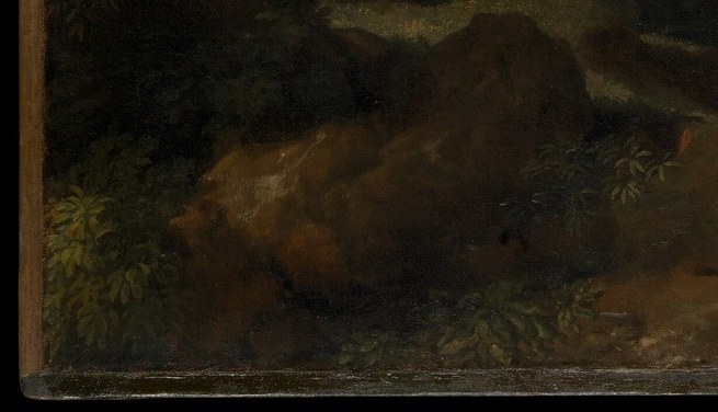 The bottom of this painting is almost black.