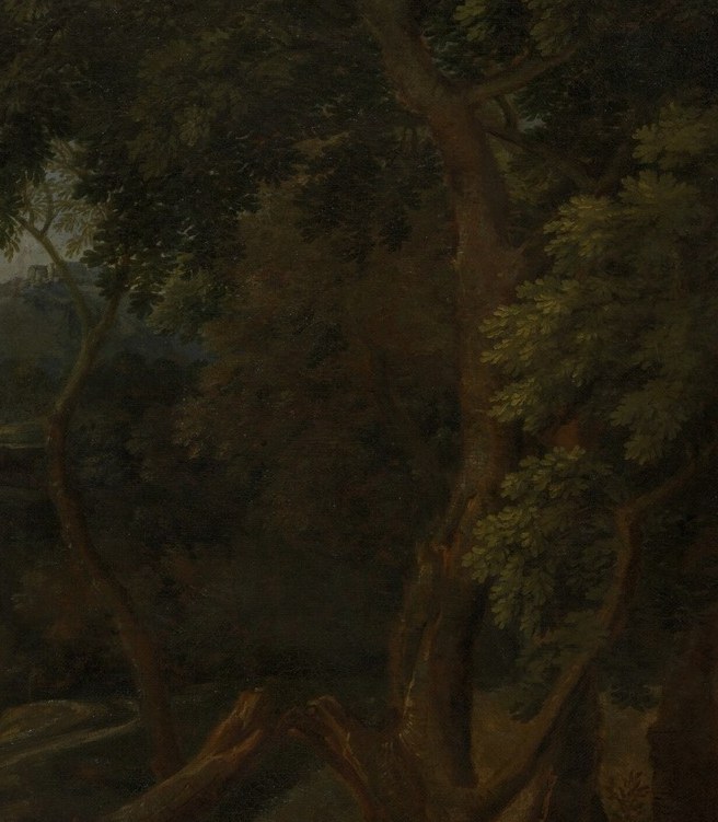 Here, a dark cliff frames the bright gorge.