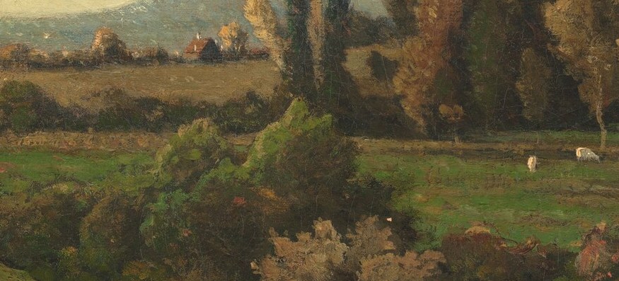 A lone boat. A village on a hill. Nothing here to disturb the peace.