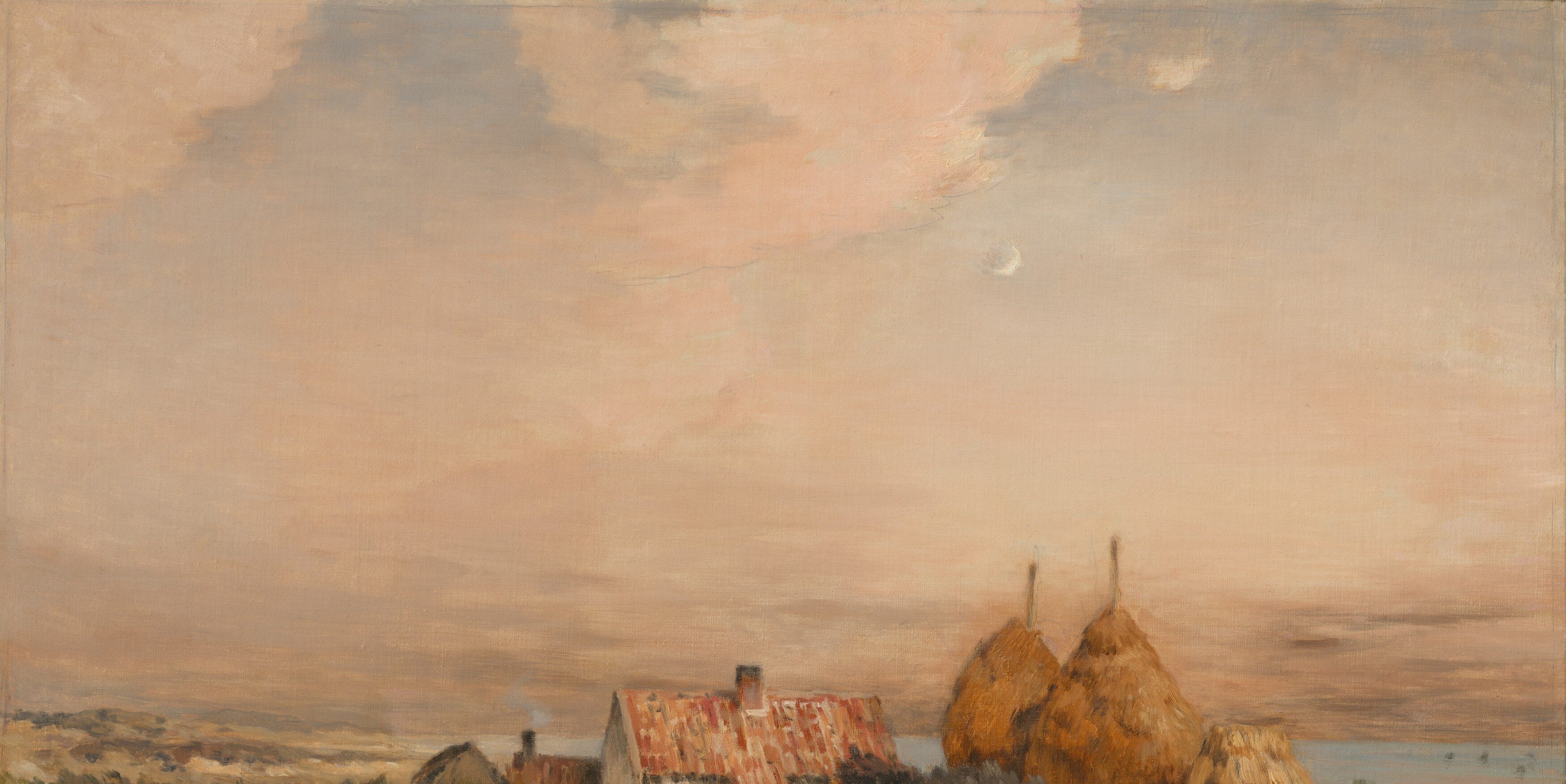 His visible brushstrokes convey a sense of quiet atmosphere.