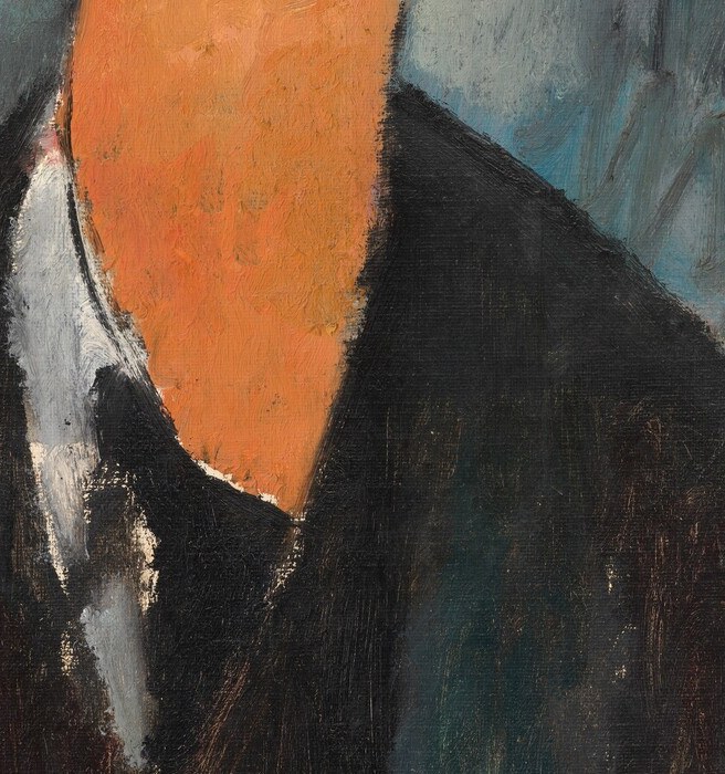 The painter's signature elongation is also a mark of respect.