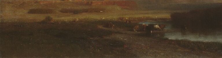 Bold compositional gamble: Colman devotes nearly a third of the canvas to bare earth with almost nothing in it , the emptiness itself is the subject, communicating the solitude Eastern audiences had never experienced.