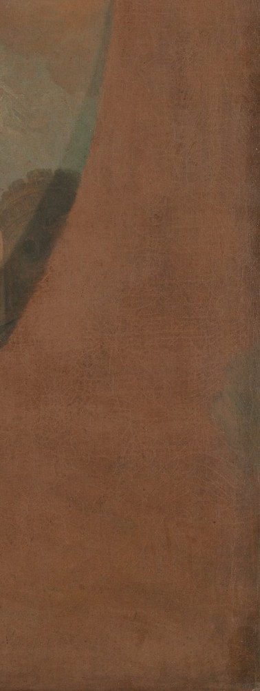 This area provides depth and contrast, grounding the celestial scene and highlighting the illuminated figures.