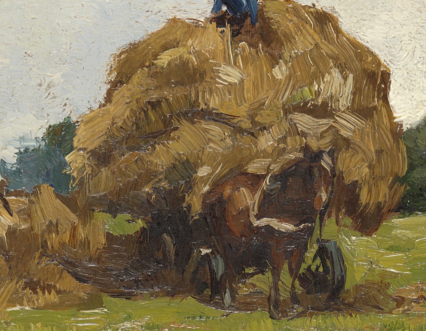The hay is built from thick, deliberate strokes. Nothing is hidden.