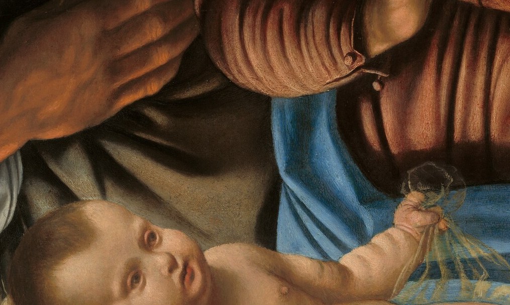 Small and luminous, the face is the compositional and spiritual center; Savoldo places no halo here , the skin itself radiates, a painterly theological argument