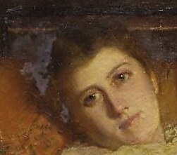 Her direct gaze and soft expression suggest introspection or perhaps a quiet plea.