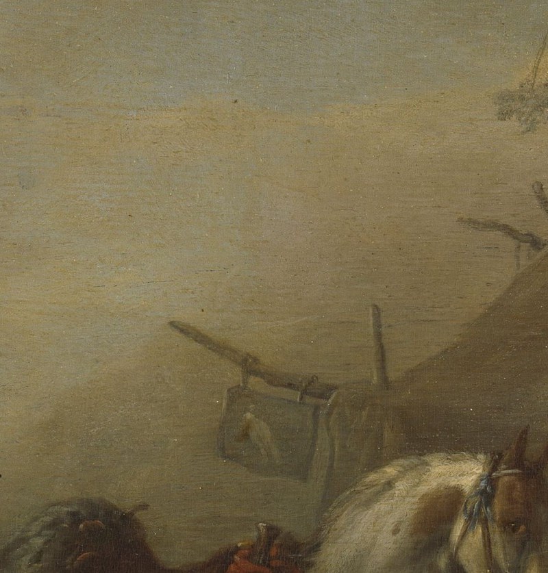 Notice the tattered flag, a detail of active military life.