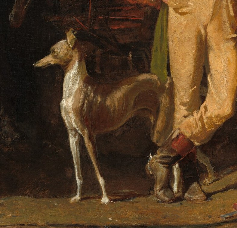 Its presence adds a touch of domesticity and quiet companionship to the scene.