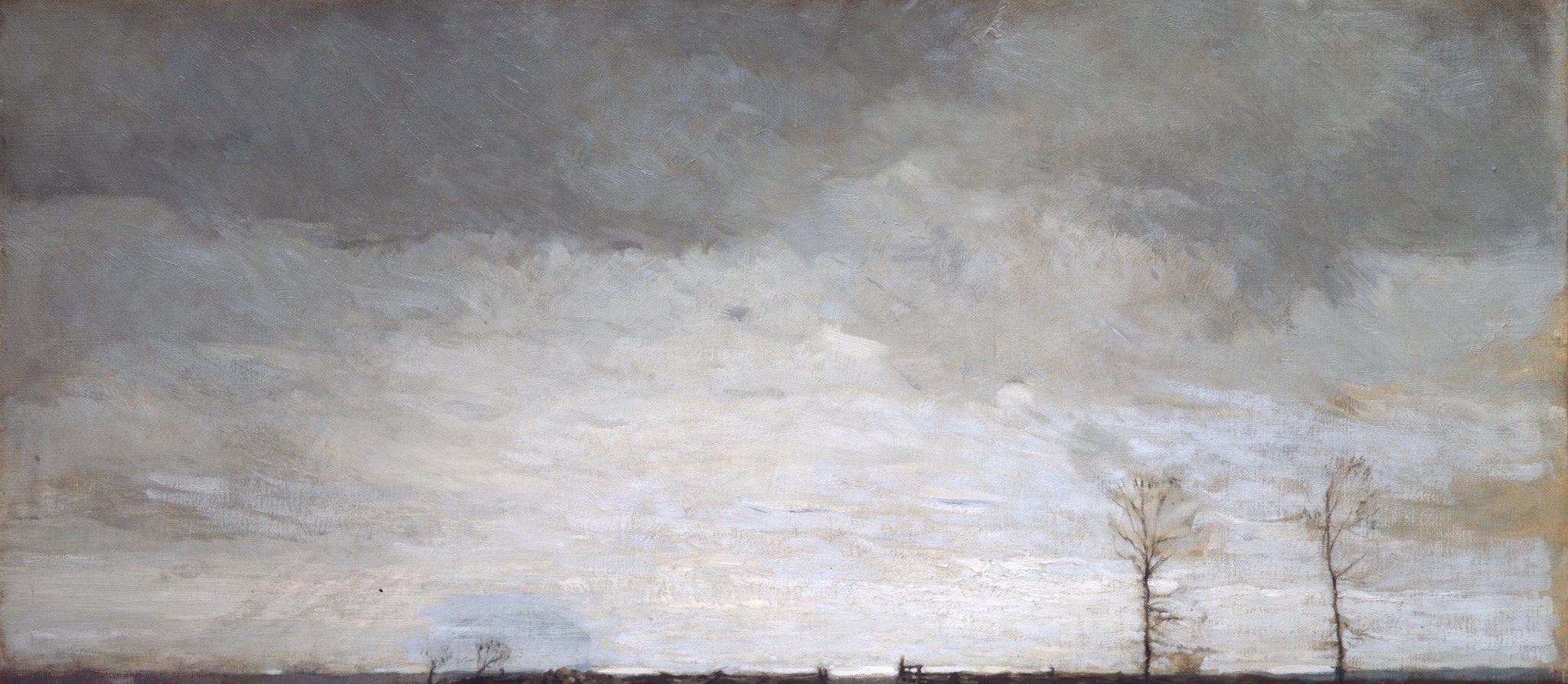 The soft, blended brushstrokes create a sense of atmospheric depth and a muted, overcast mood.