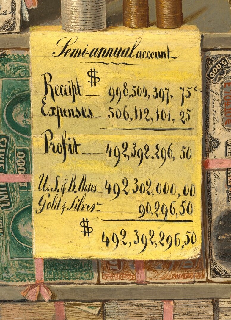 Look closely at the yellow ledger sheet.