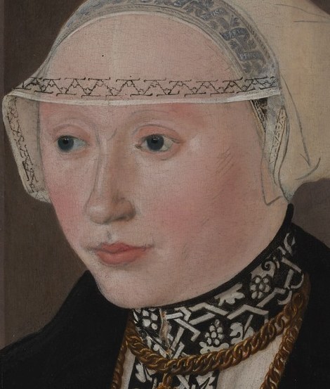 She looks directly at us, in 1545.