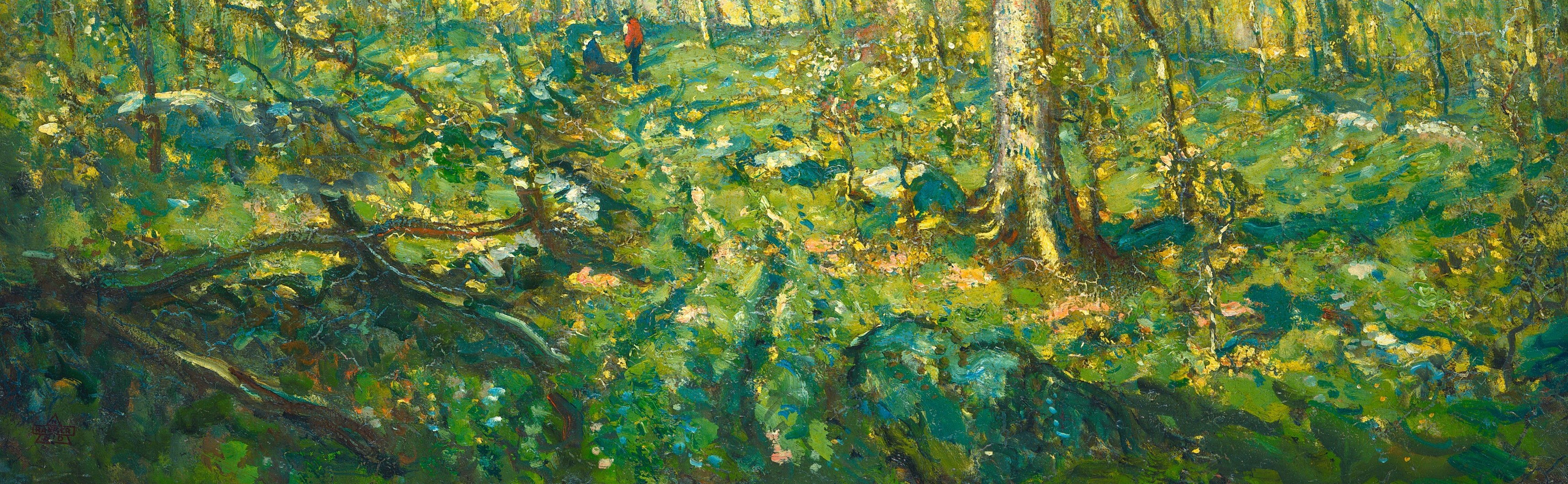 The texture and varied greens suggest a damp, rich environment, hinting at the life within the woods.