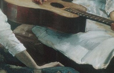 But her fingers barely span the strings.