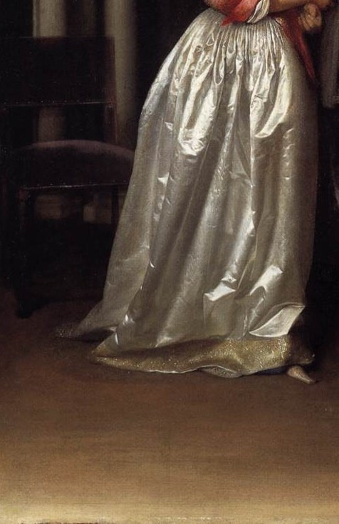 Ter Borch's most celebrated technical feat , the near-photographic rendering of light bouncing across silk satin is what made his reputation and influenced Vermeer; an unmissable virtuoso passage.